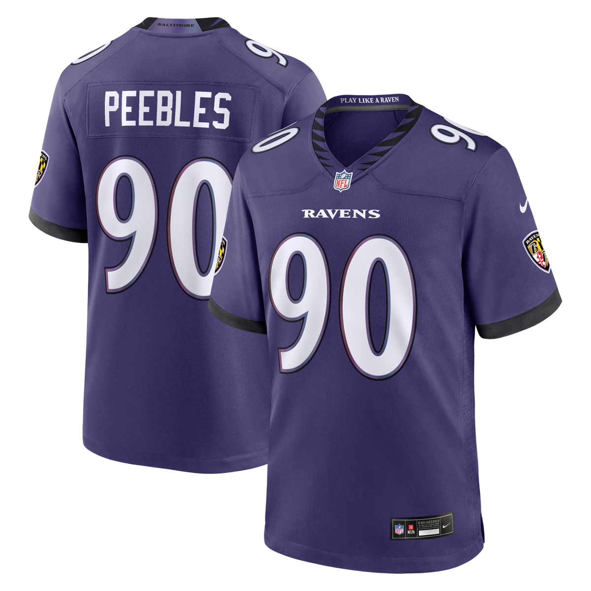 Baltimore Ravens Aeneas Peebles Purple Team Game Football Jersey