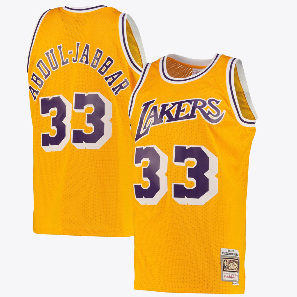 Los Angeles Lakers Kareem Abdul-Jabbar Road Swingman Jersey - Light Gold