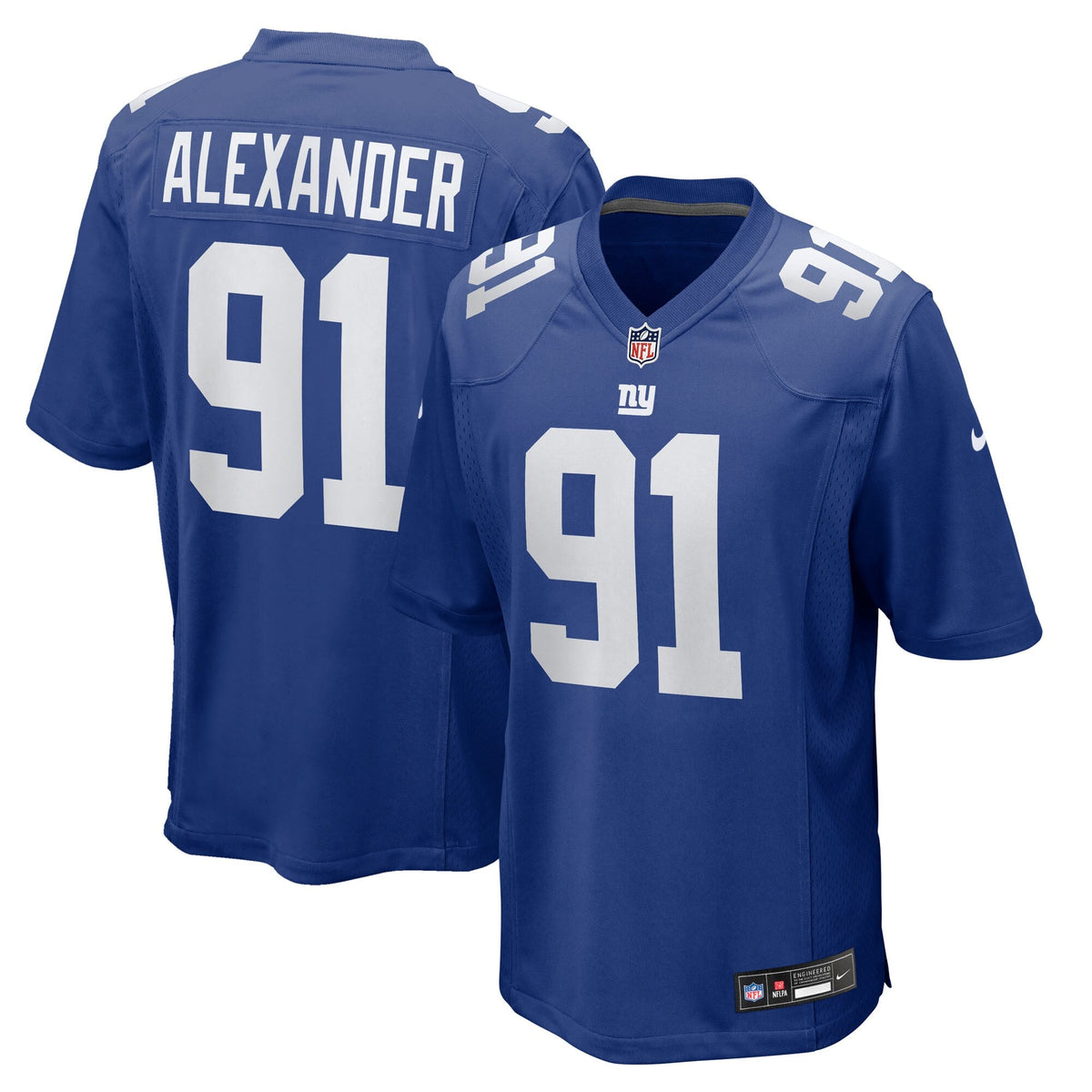 New York Giants Darius Alexander Royal Team Game Football Jersey