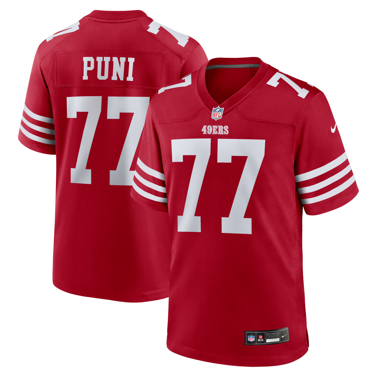 San Francisco 49ers Dominick Puni Scarlet Team Game Football Jersey