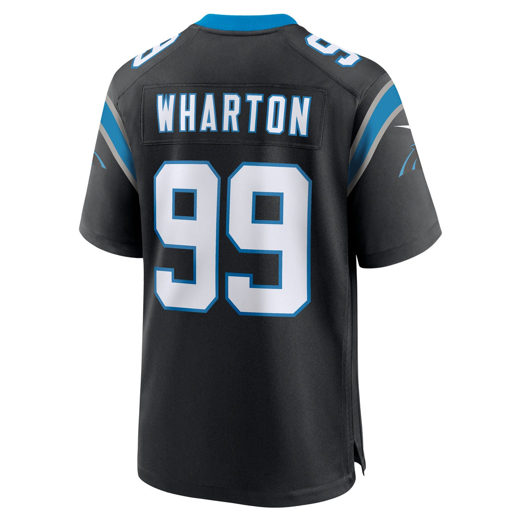Carolina Panthers Tershawn Wharton Black Team Game Football Jersey