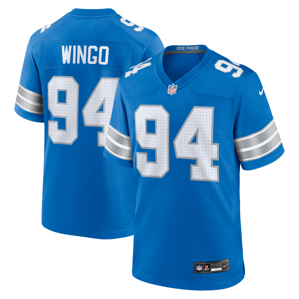 Detroit Lions Mekhi Wingo Blue Team Game Football Jersey