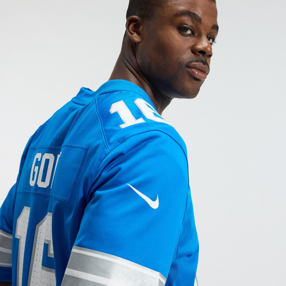 Detroit Lions Jared Goff Blue Game Football Jersey