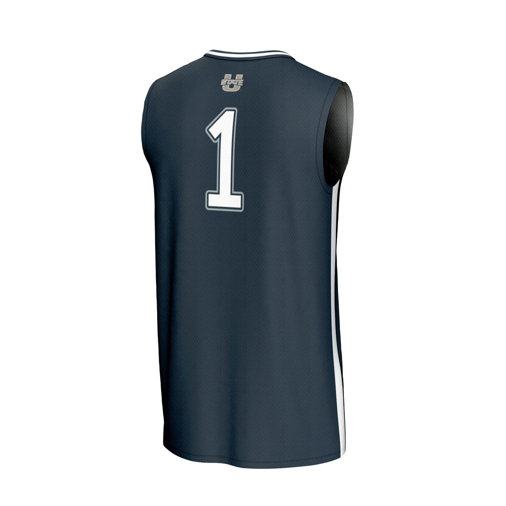 #1 Utah State Aggies Lightweight Basketball Fashion Jersey - Navy