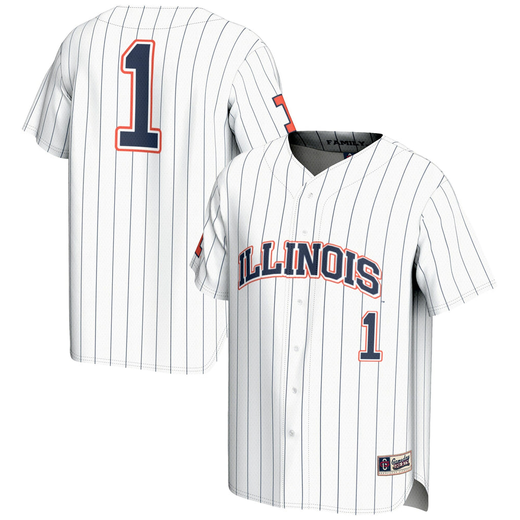 #1 White Illinois Fighting Illini Lightweight Baseball Jersey