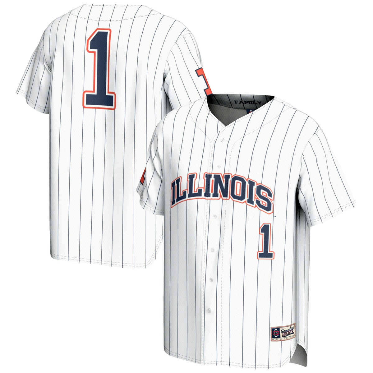#1 White Illinois Fighting Illini Lightweight Baseball Jersey