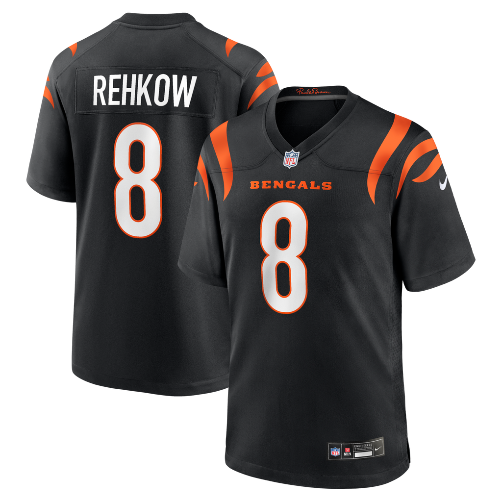 Cincinnati Bengals Ryan Rehkow Black Game Football Jersey