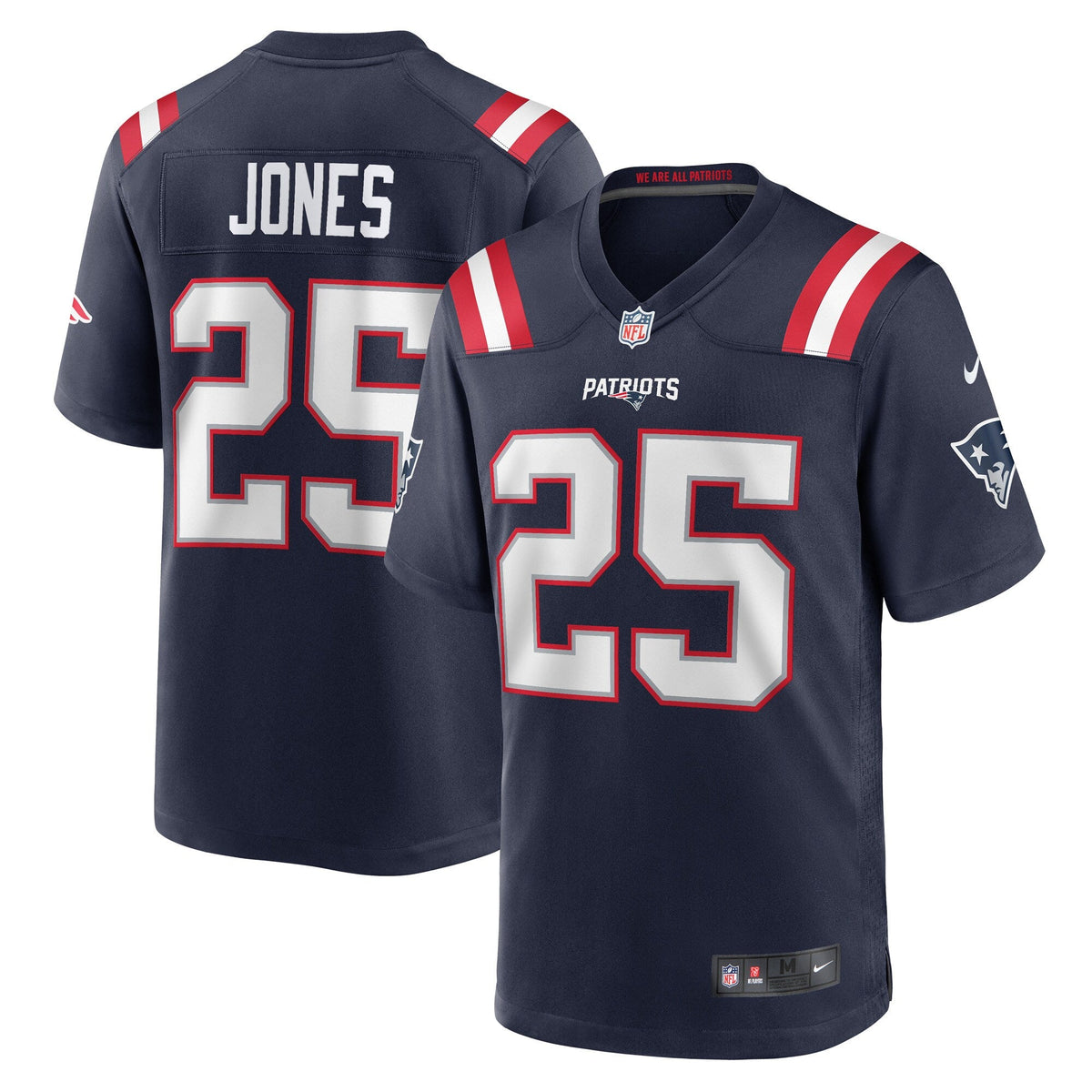 New England Patriots Marcus Jones Navy Game Player Football Jersey