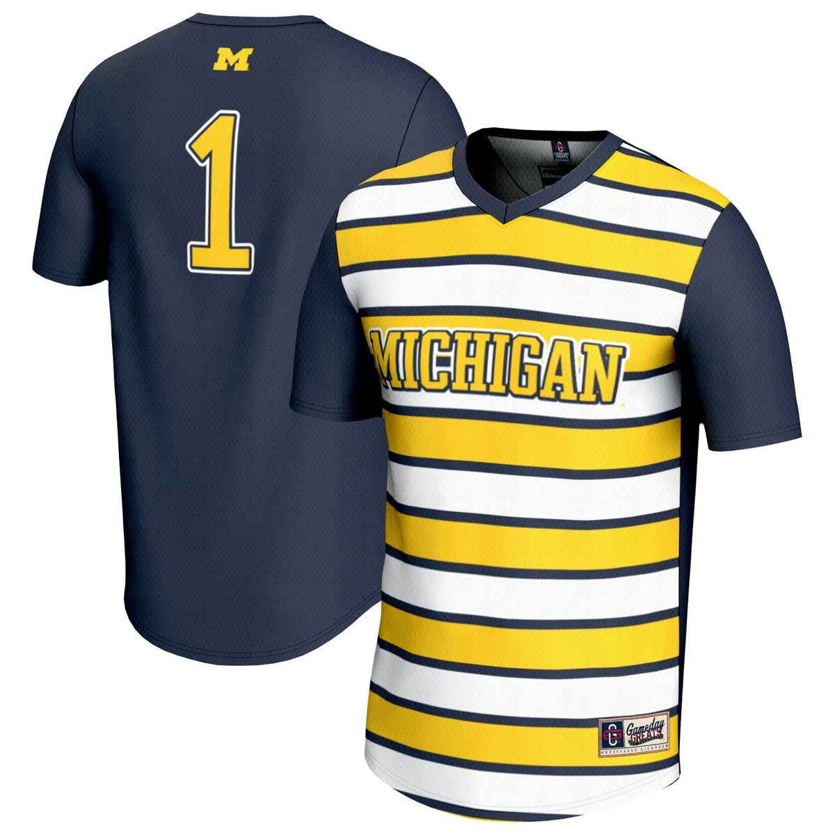 #1 Michigan Wolverines Lightweight Soccer Fashion Jersey - Navy