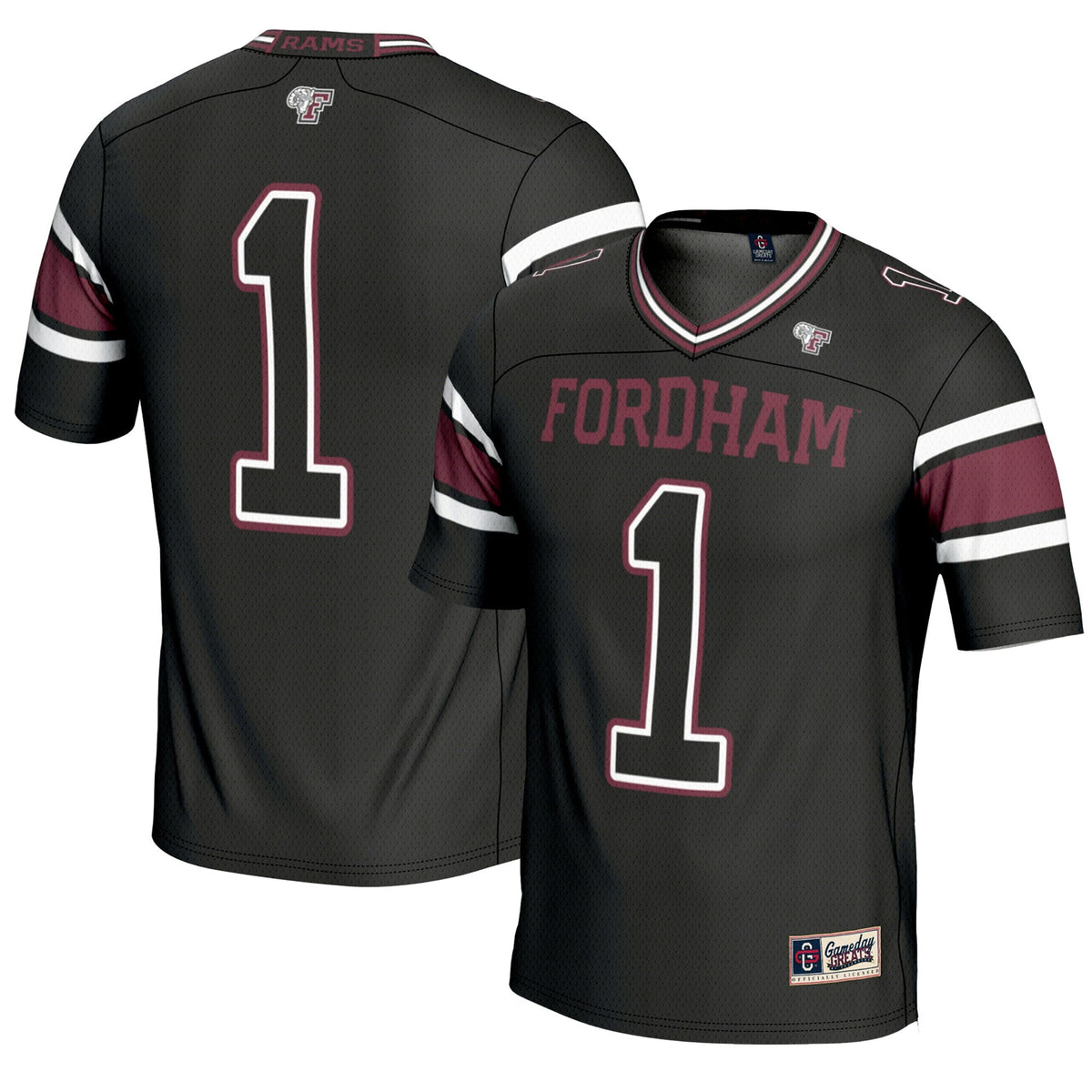#1 Fordham Rams Endzone Football Jersey - Black