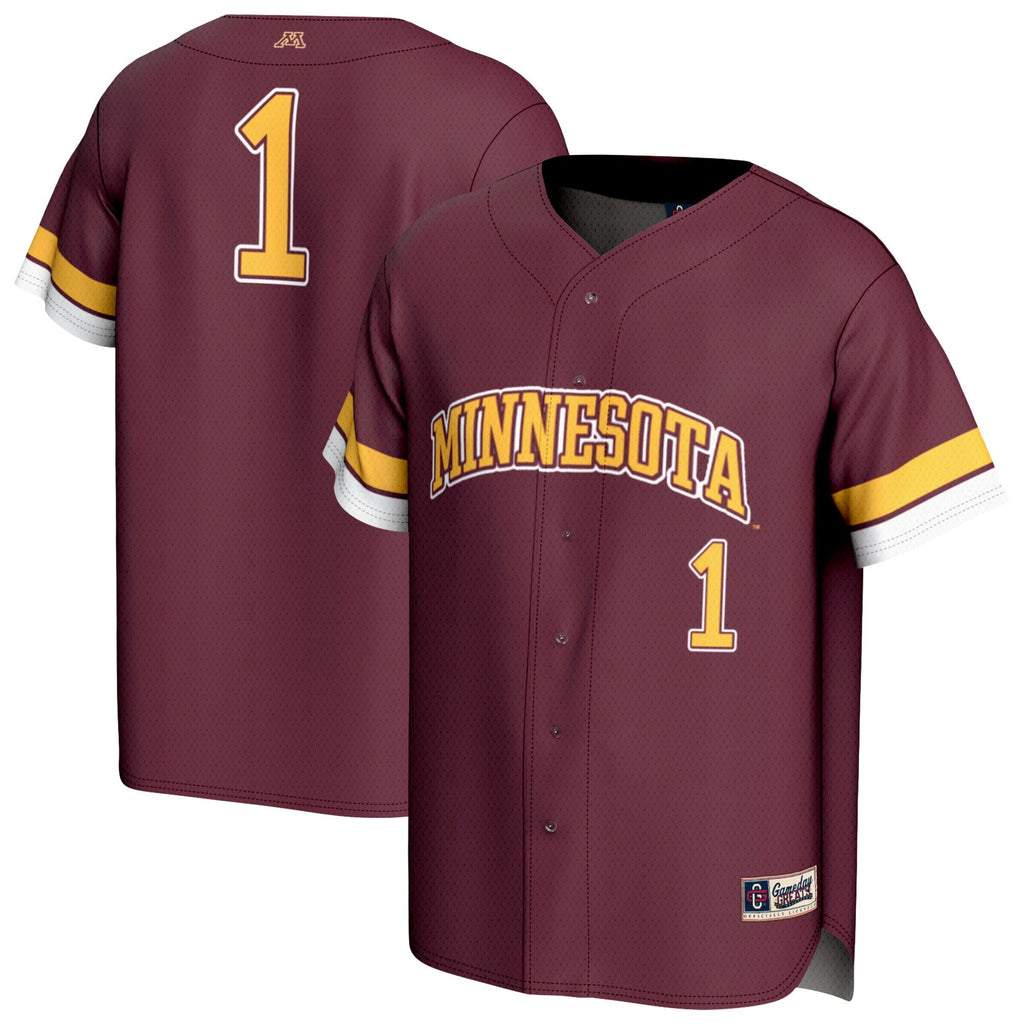 #1 Maroon Minnesota Golden Gophers Lightweight Collegiate Baseball Fashion Jersey