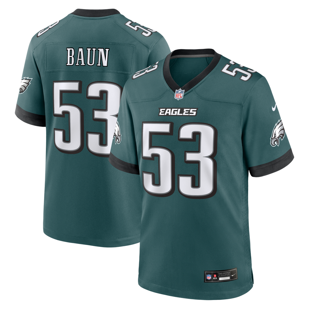 Philadelphia Eagles Zack Baun Midnight Green Team Game Football Jersey