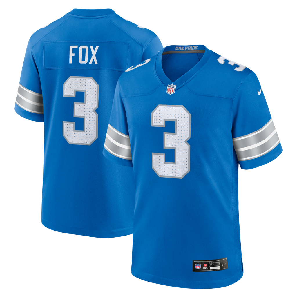 Detroit Lions Jack Fox Blue Team Game Football Jersey