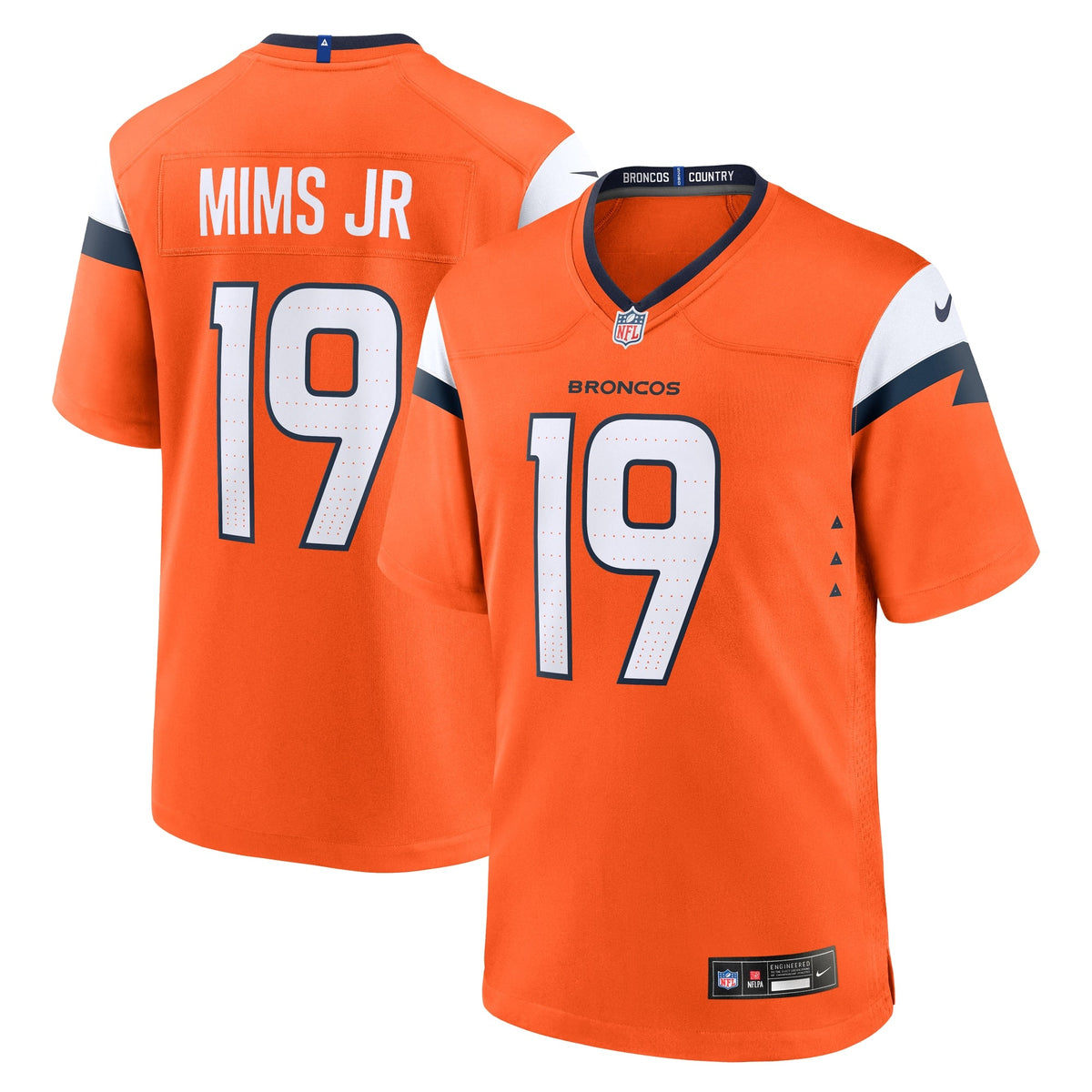 Denver Broncos Marvin Mims Jr Orange Team Game Football Jersey