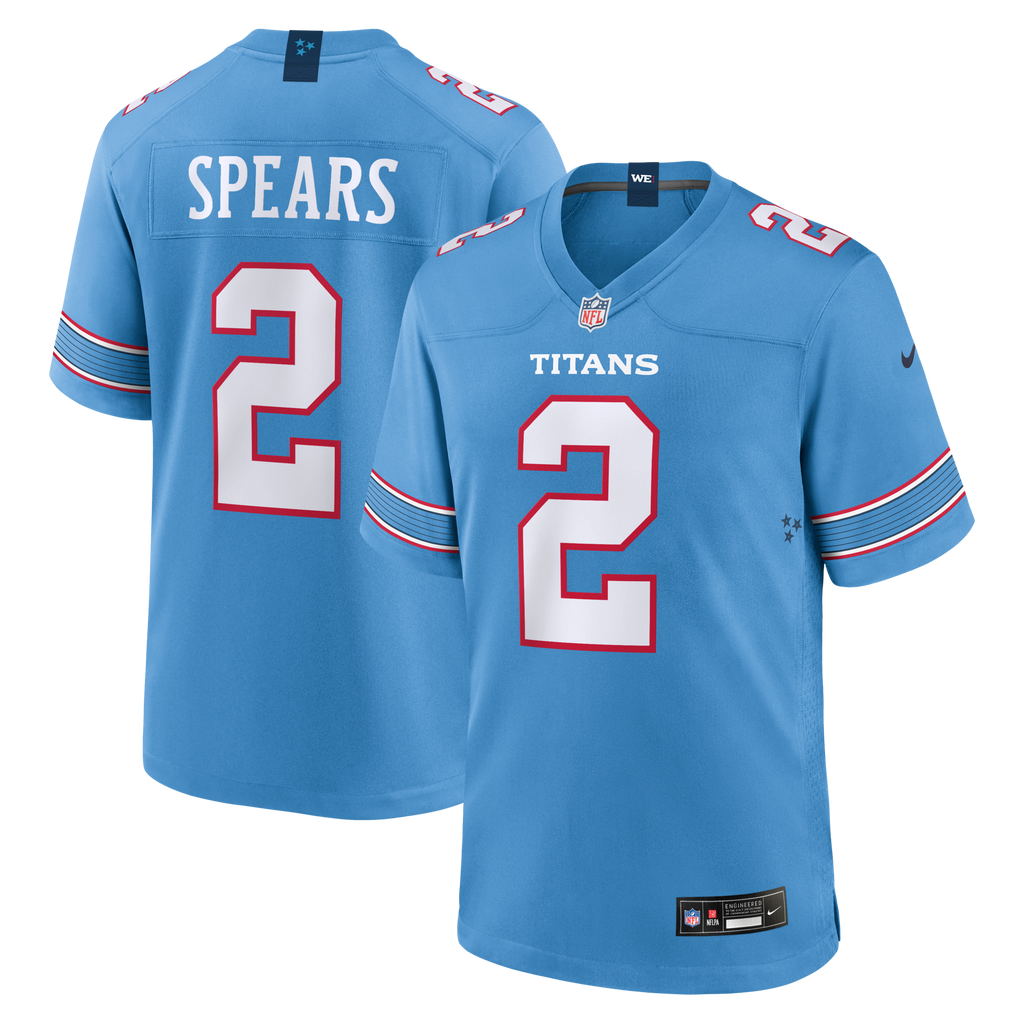 Tennessee Titans Tyjae Spears Light Blue Game Football Jersey