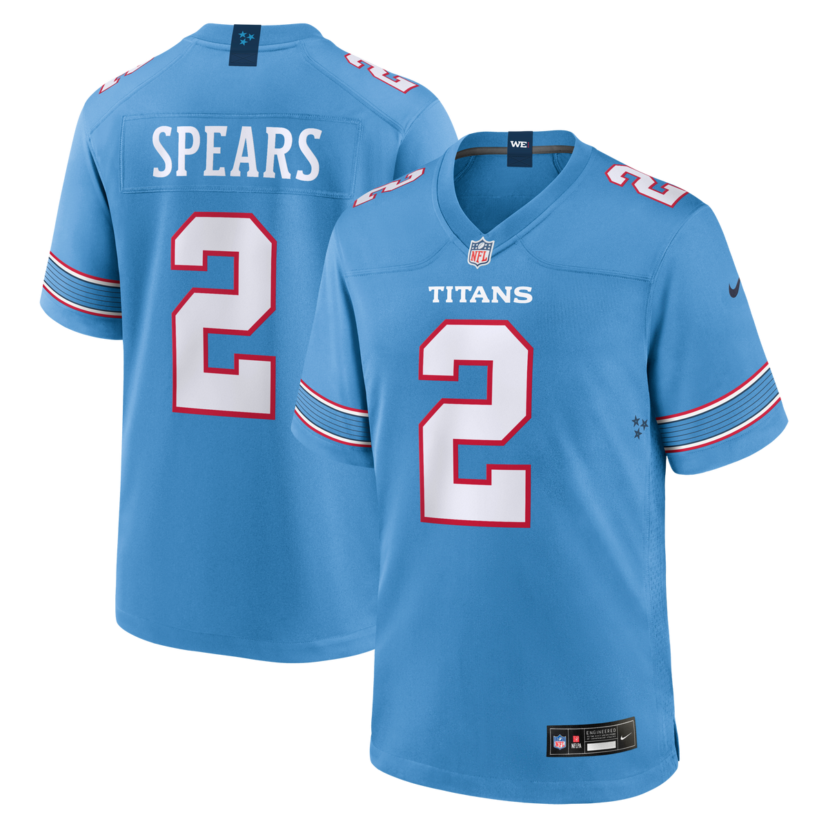 Tennessee Titans Tyjae Spears Light Blue Game Football Jersey