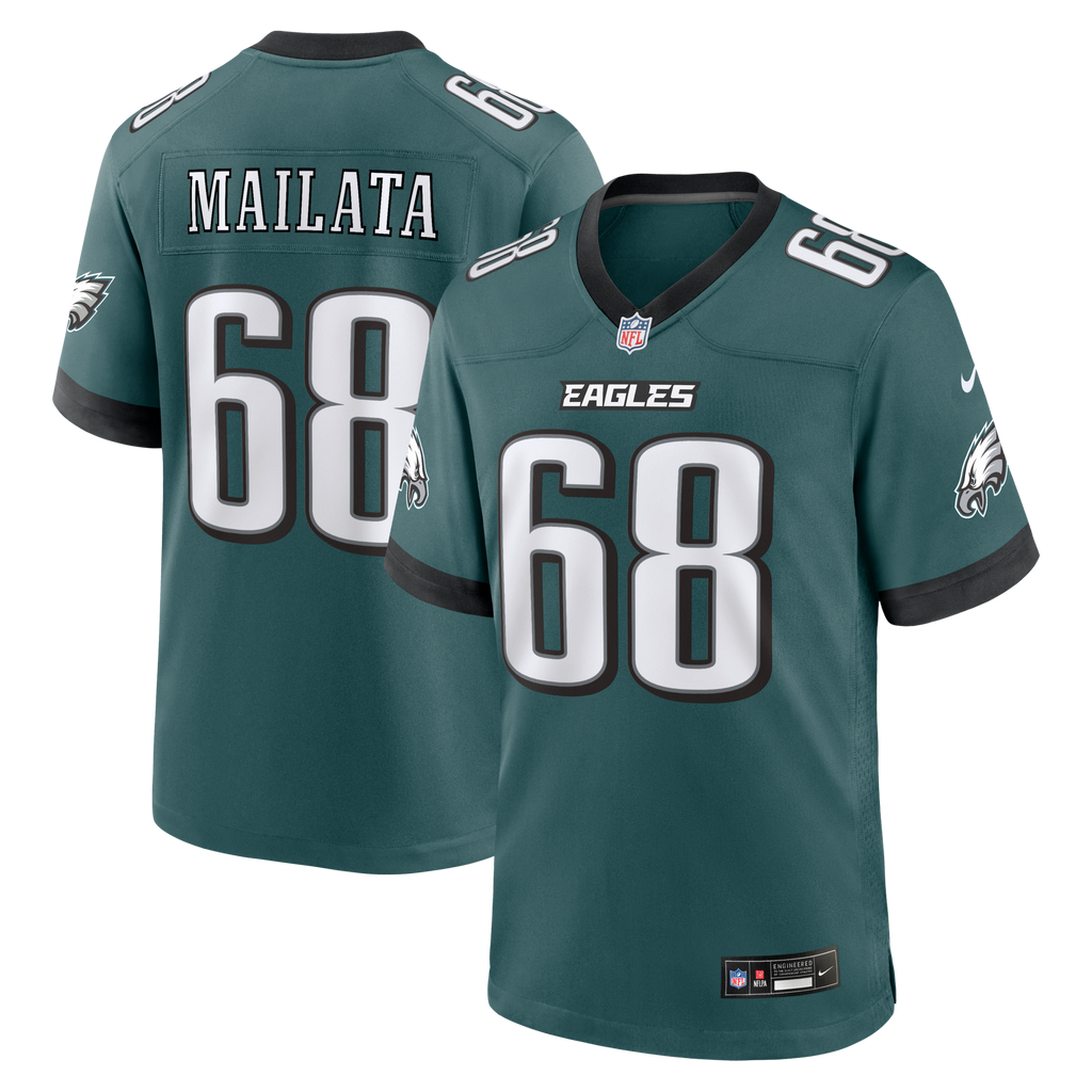 Philadelphia Eagles Jordan Mailata Midnight Green Team Game Football Jersey