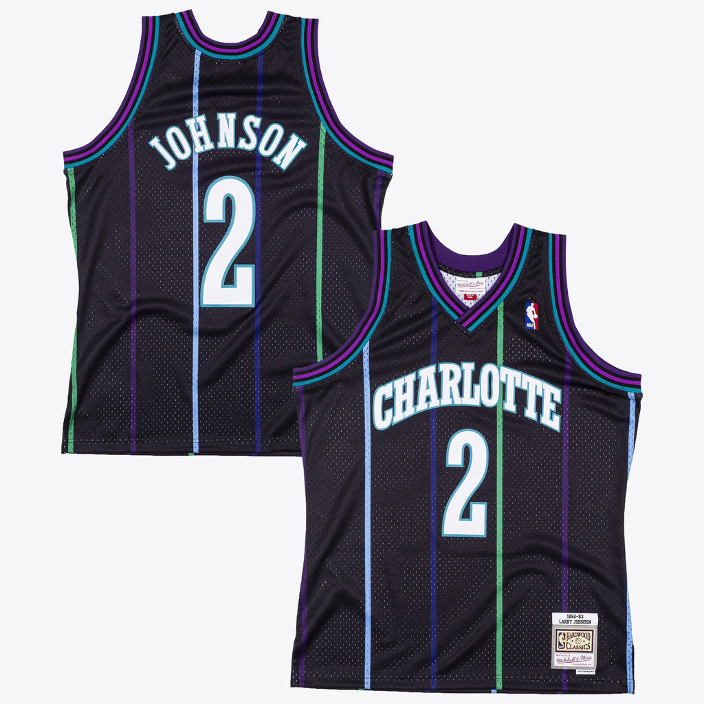Charlotte Hornets Larry Johnson 1992 Reload Swingman Jersey - Black