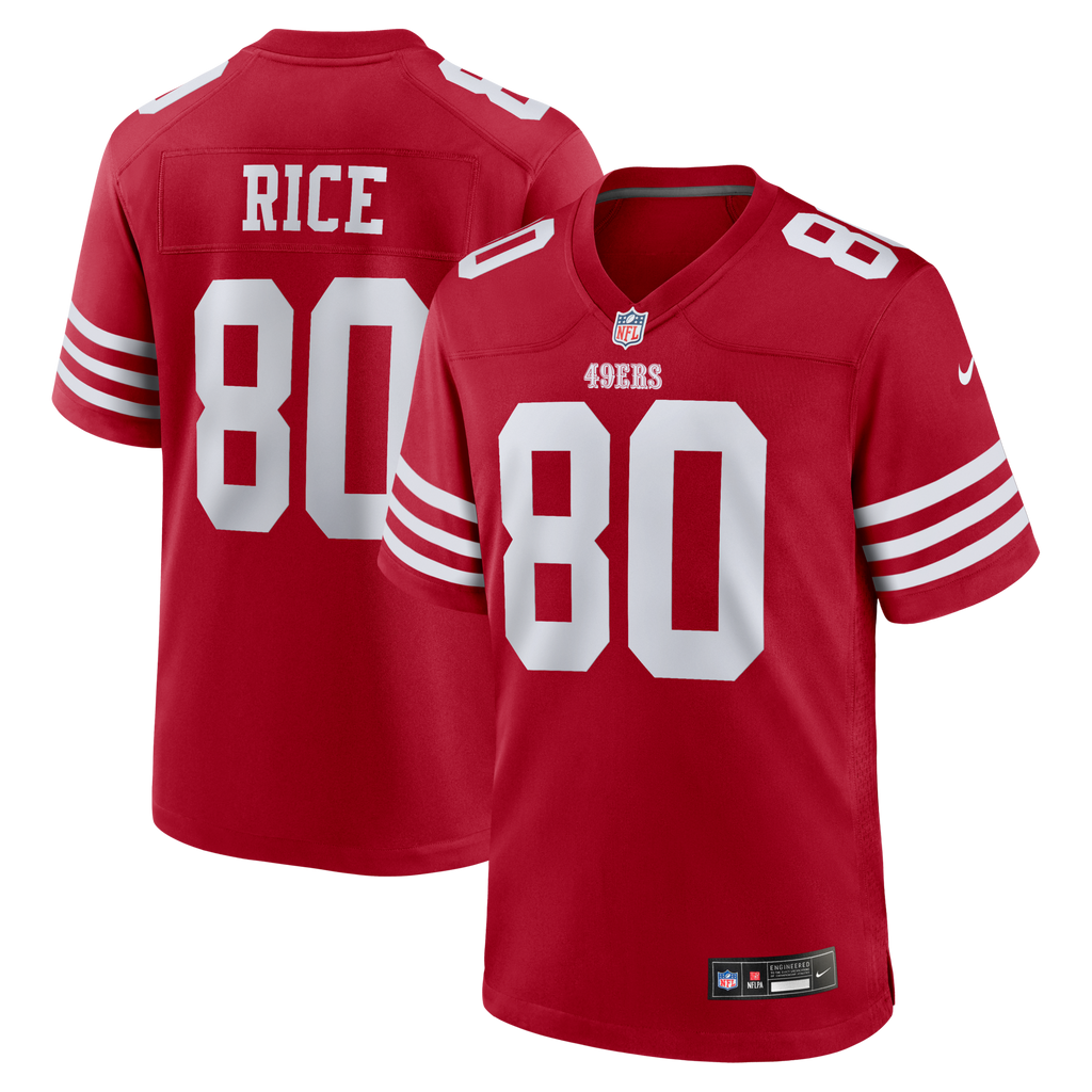 San Francisco 49ers Jerry Rice Scarlet Retired Game Player Football Jersey