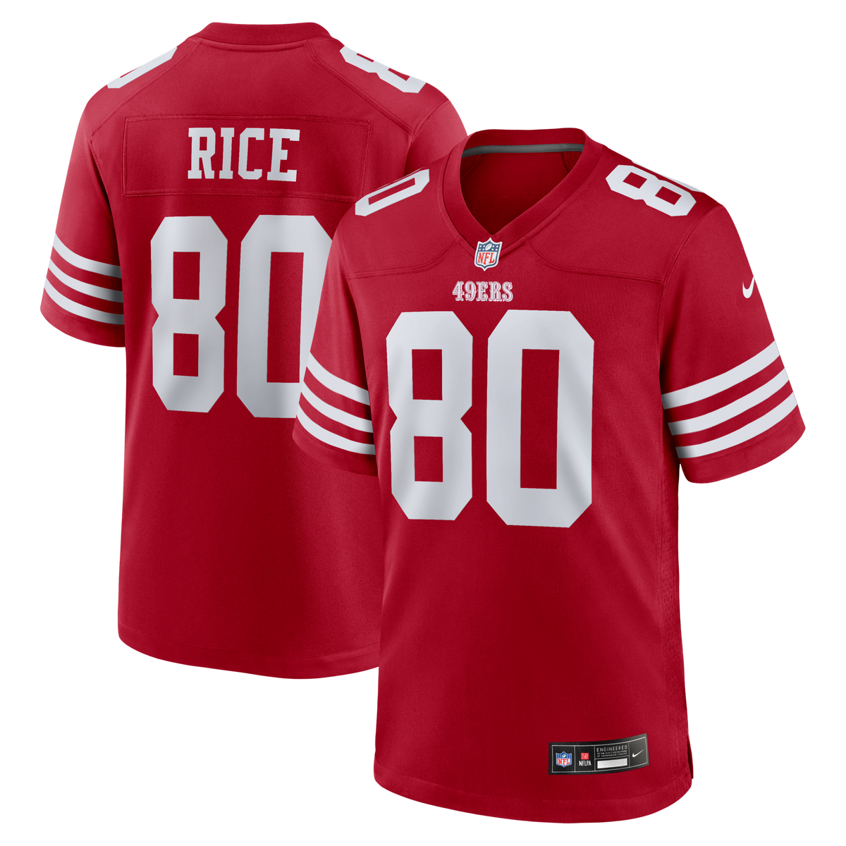 San Francisco 49ers Jerry Rice Scarlet Retired Game Player Football Jersey
