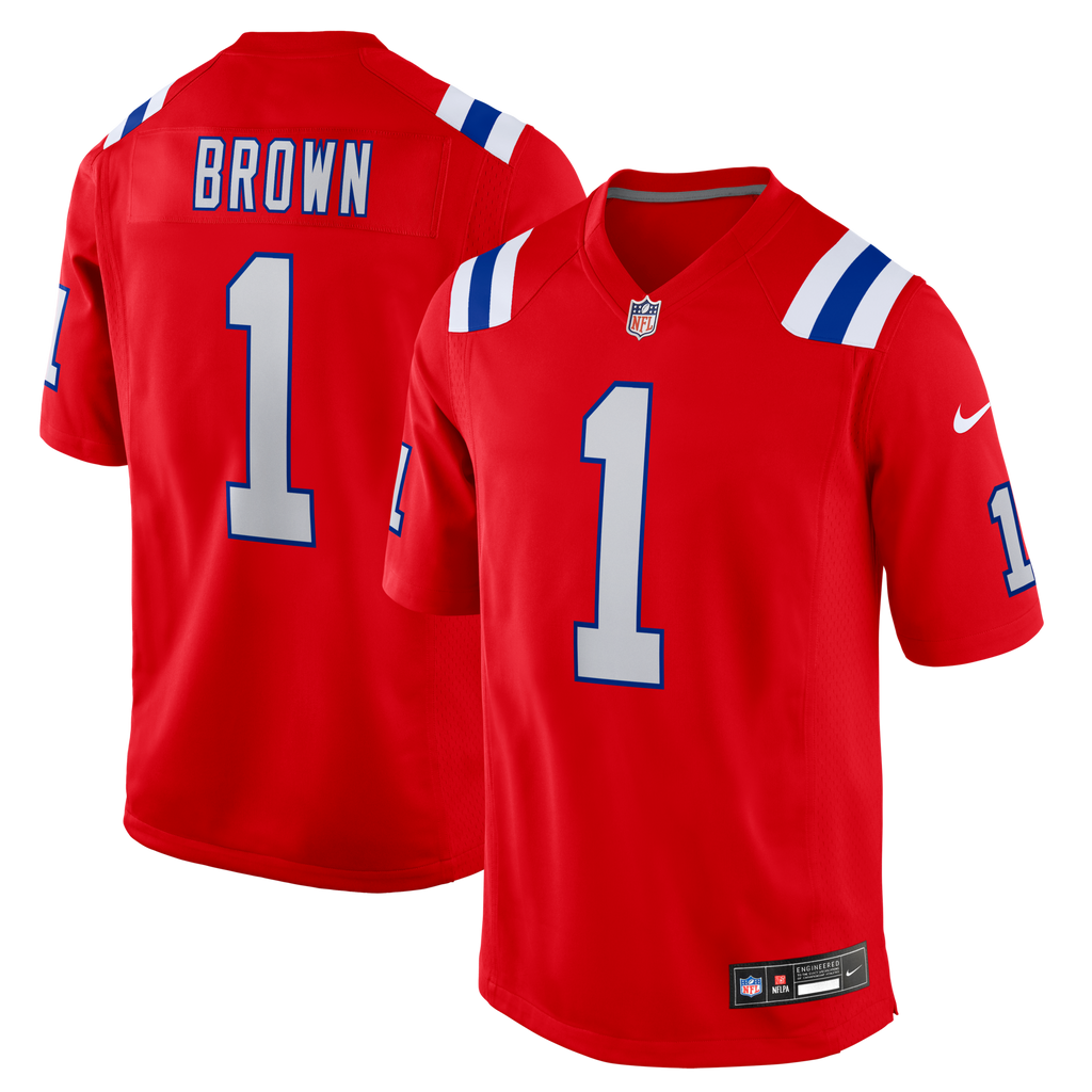 New England Patriots A.J. Brown Red Game Football Jersey