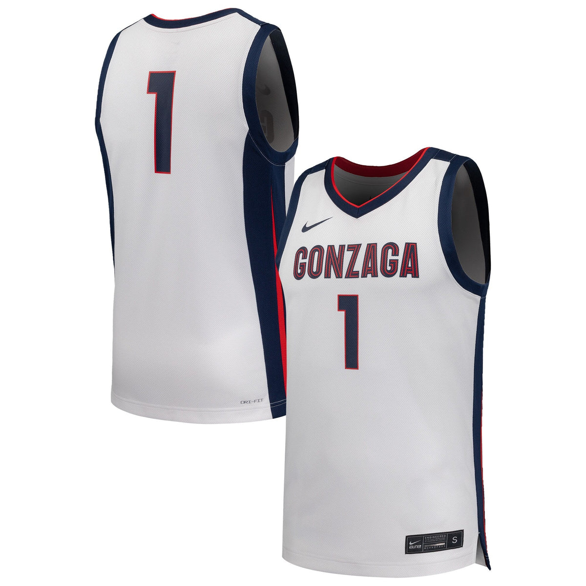 #1 White Gonzaga Bulldogs Replica Basketball Jersey