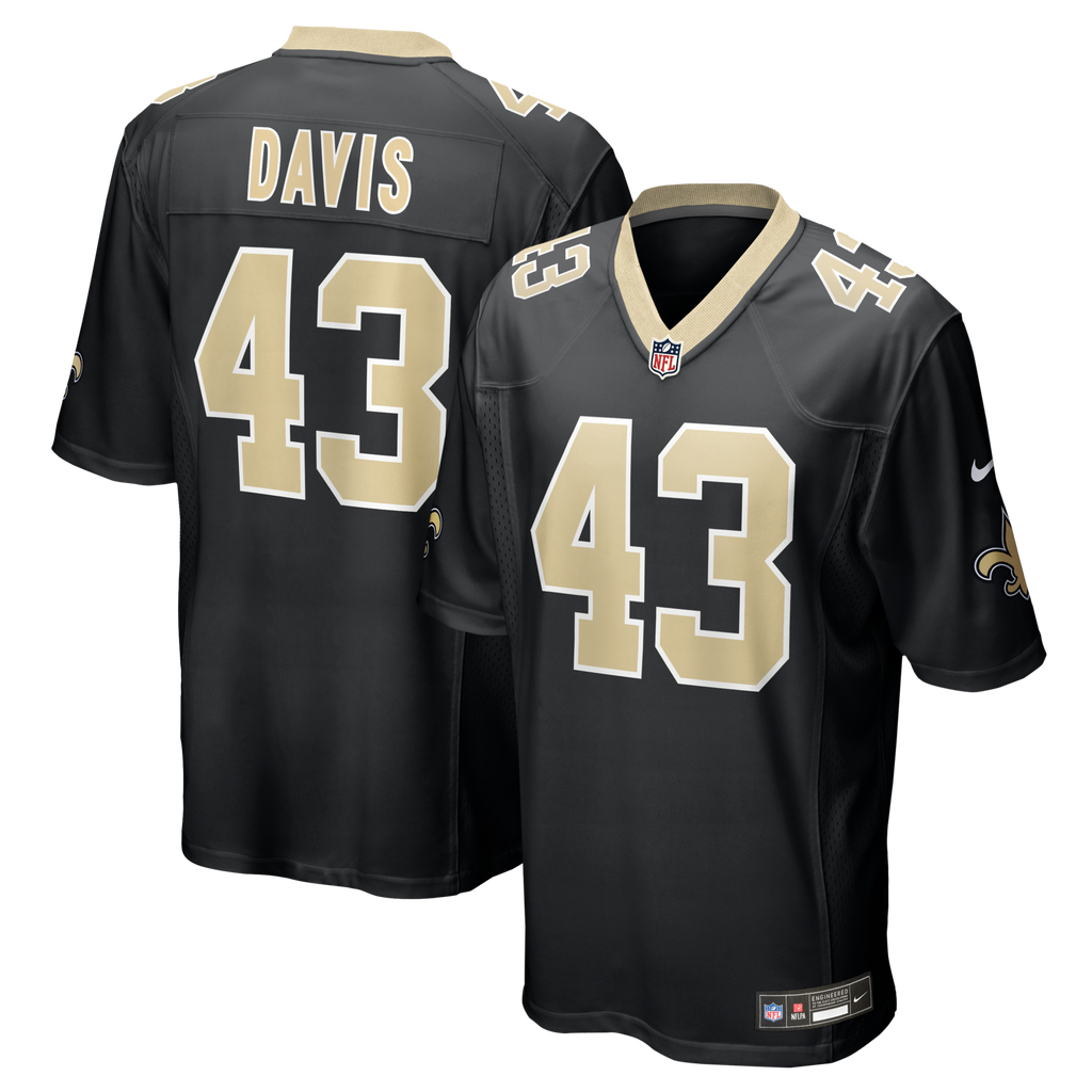 New Orleans Saints Michael Davis Black Team Game Football Jersey