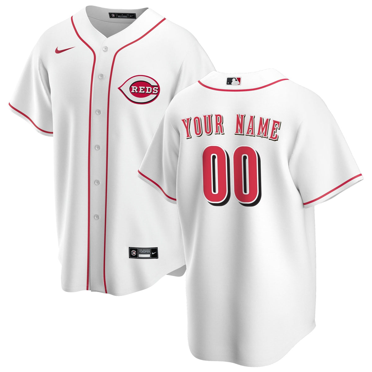 Cincinnati Reds White Home Replica Custom Baseball Jersey