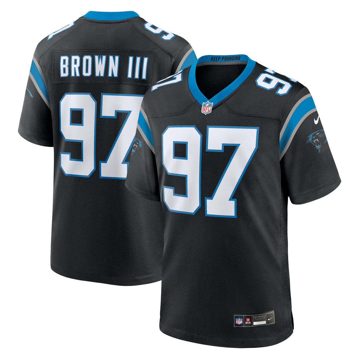 Carolina Panthers Bobby Brown III Black Team Game Football Jersey