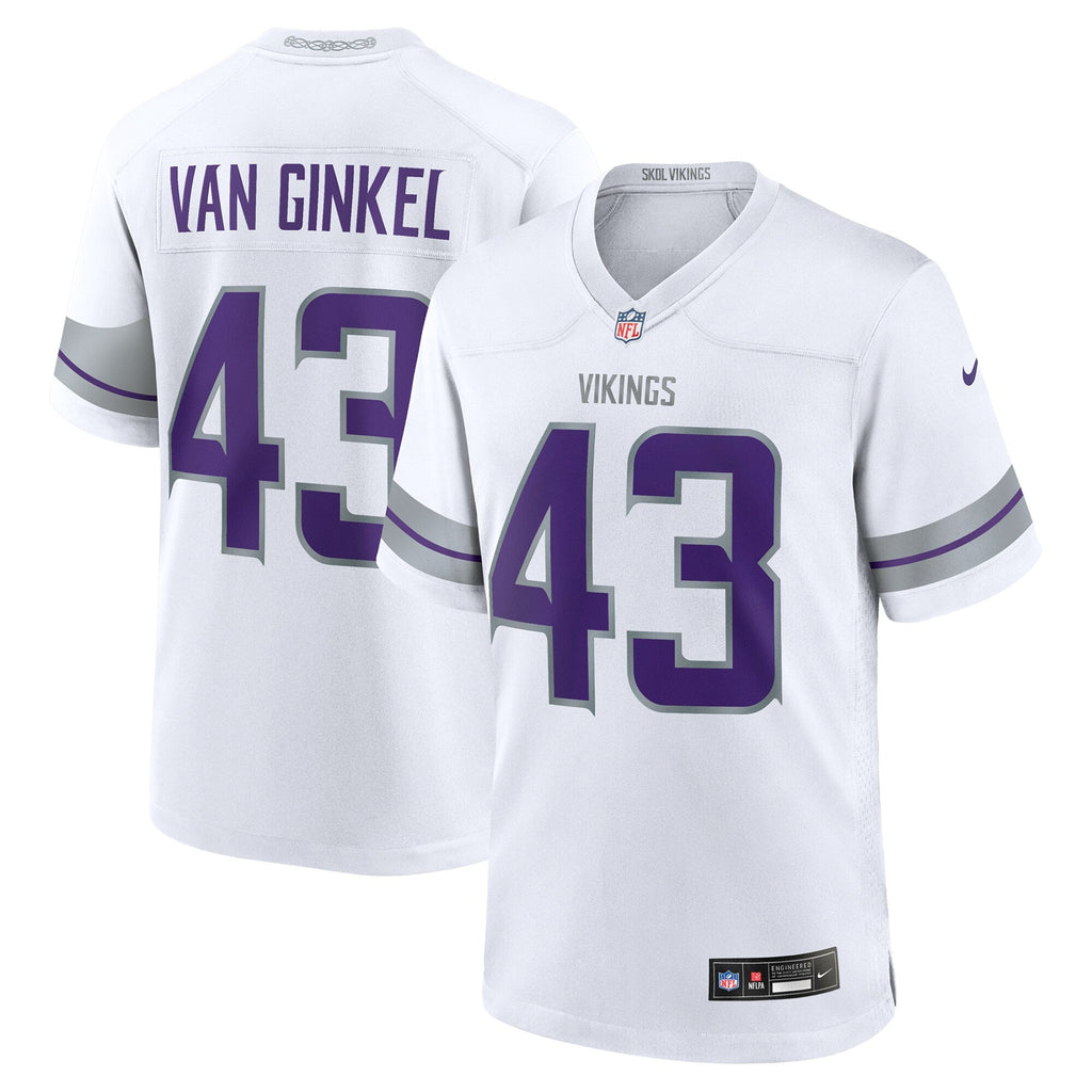 Minnesota Vikings Andrew Van Ginkel White Alternate Game Football Jersey