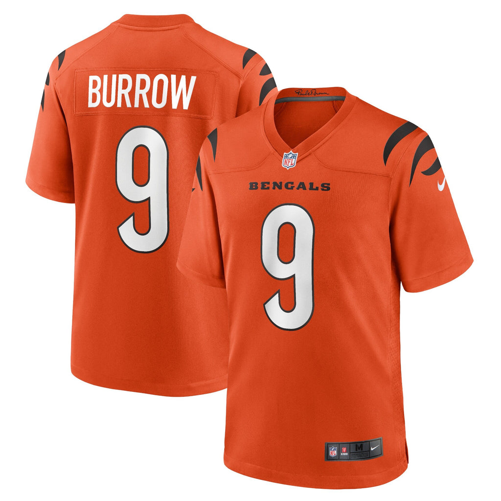 Cincinnati Bengals Joe Burrow Orange Alternate Game Football Jersey