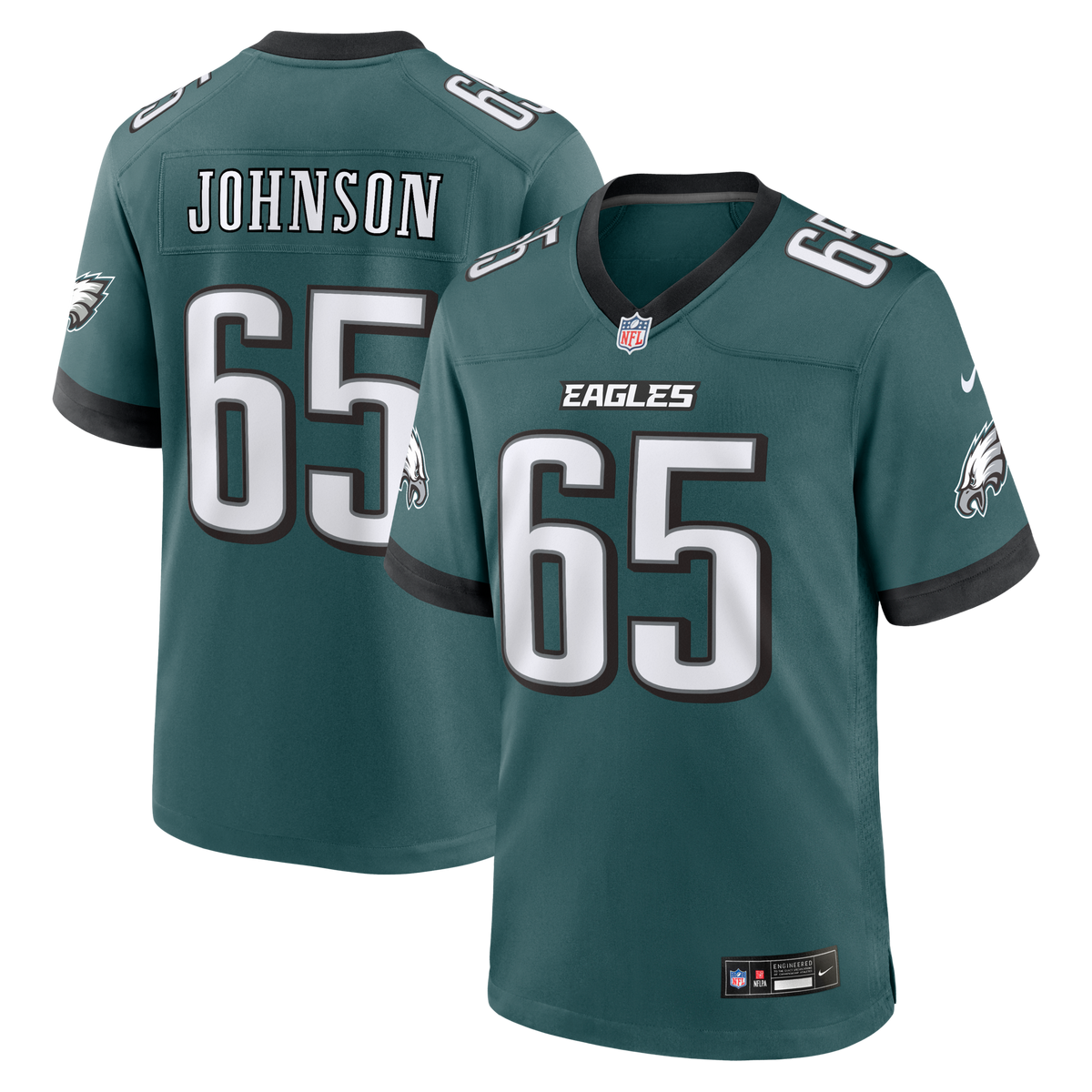 Philadelphia Eagles Lane Johnson Midnight Green Team Game Football Jersey