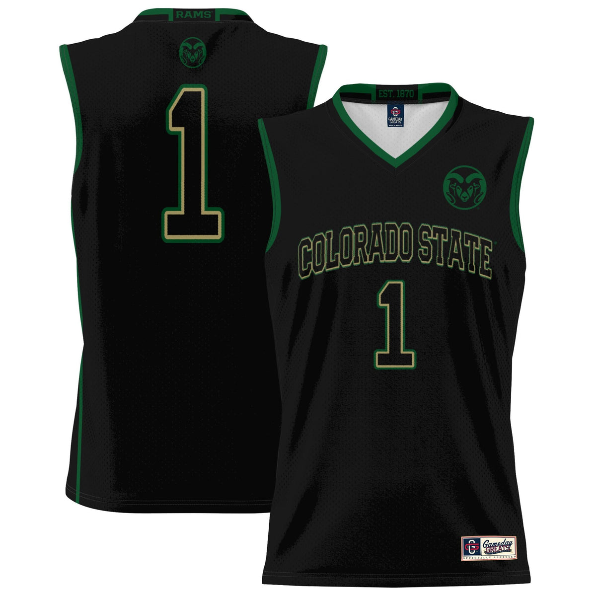 #1 Colorado State Rams Lightweight Basketball Jersey - Black