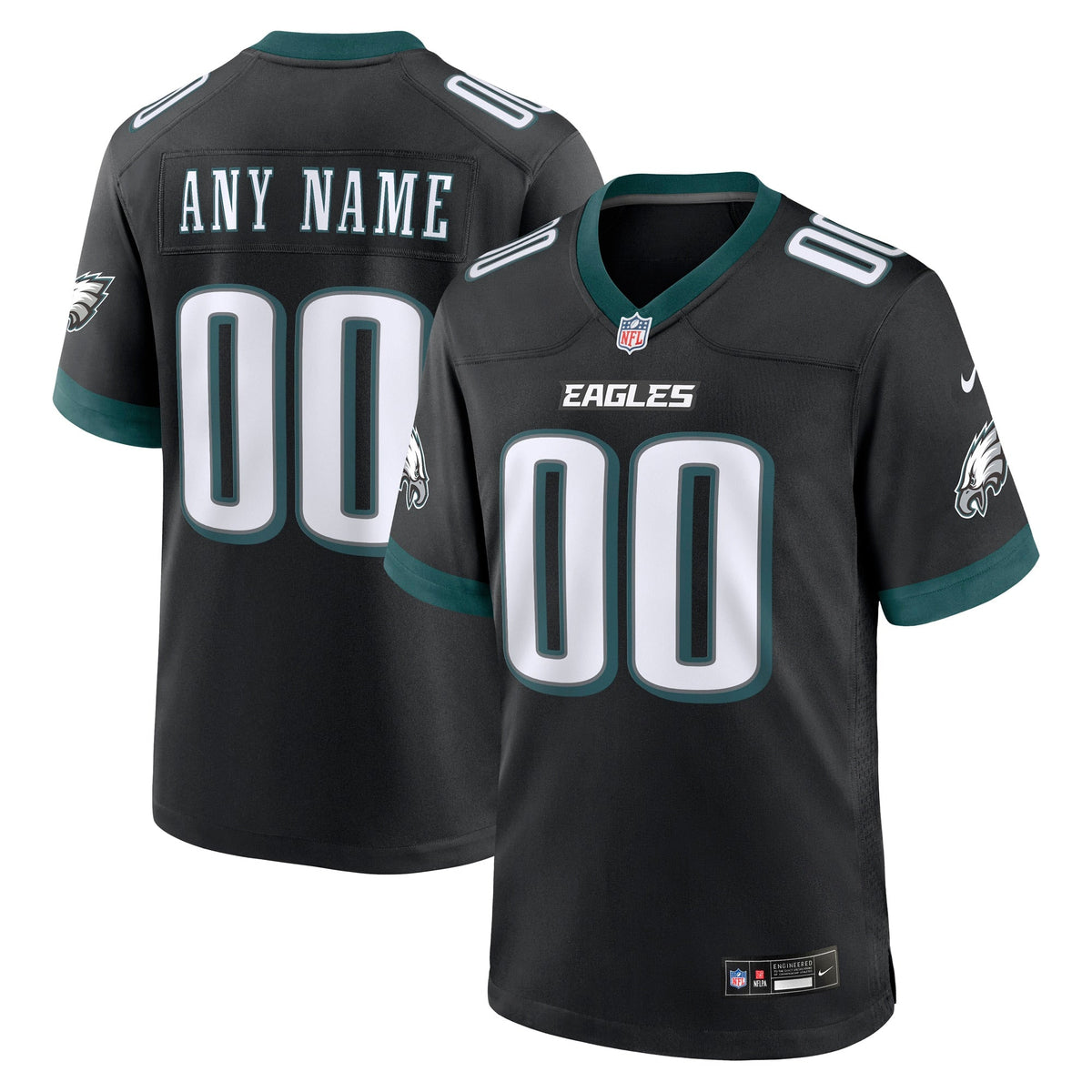 Philadelphia Eagles Black Alternate Custom Game Football Jersey