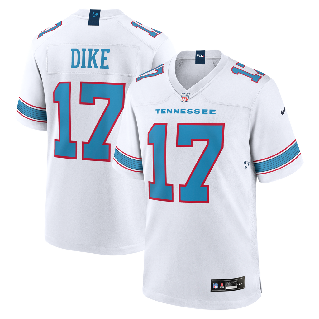 Tennessee Titans Chimere Dike White Game Football Jersey