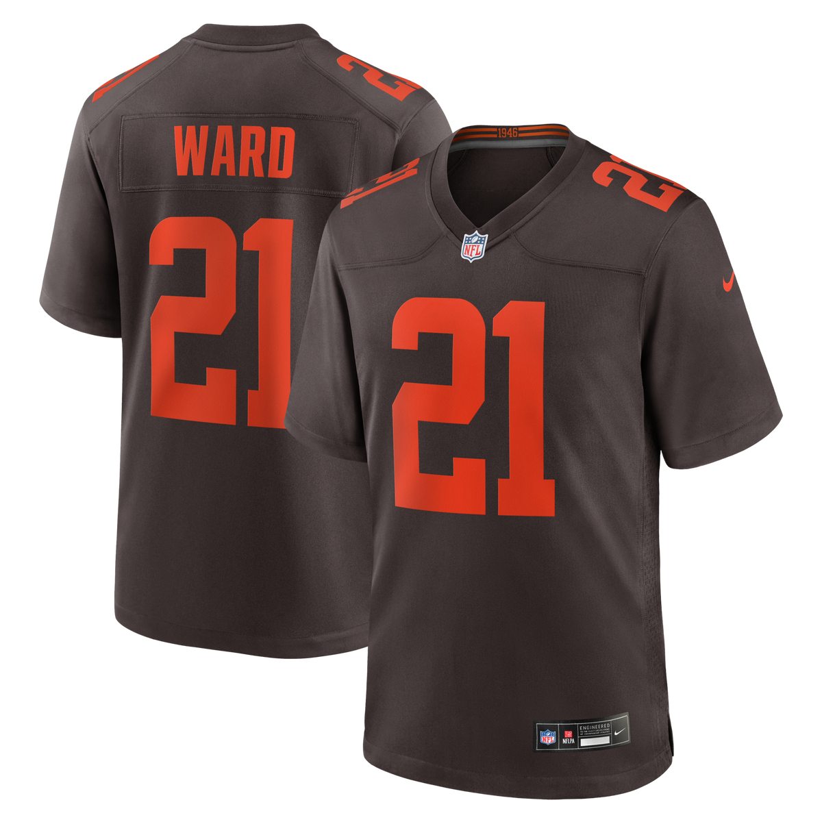 Cleveland Browns Denzel Ward Brown Alpha Dawg Game Football Jersey
