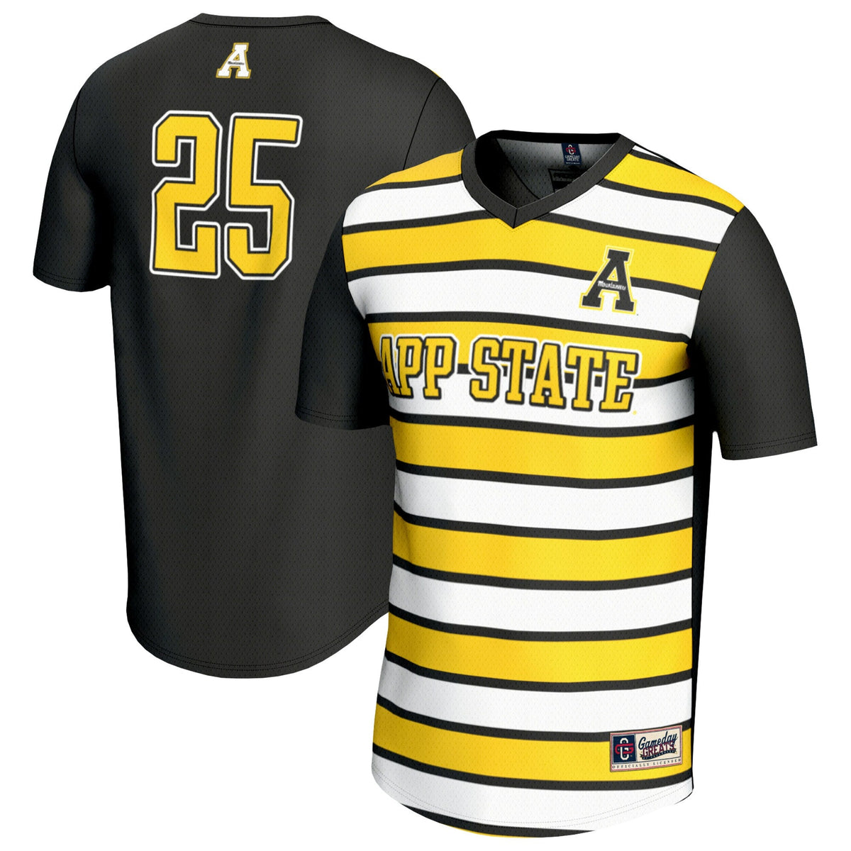 #25 Black Appalachian State Mountaineers Lightweight Soccer Fashion Jersey