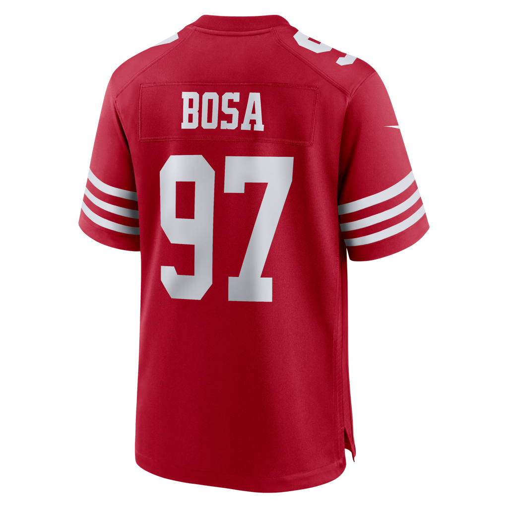 San Francisco 49ers Nick Bosa Scarlet 80th Anniversary Game Football Jersey