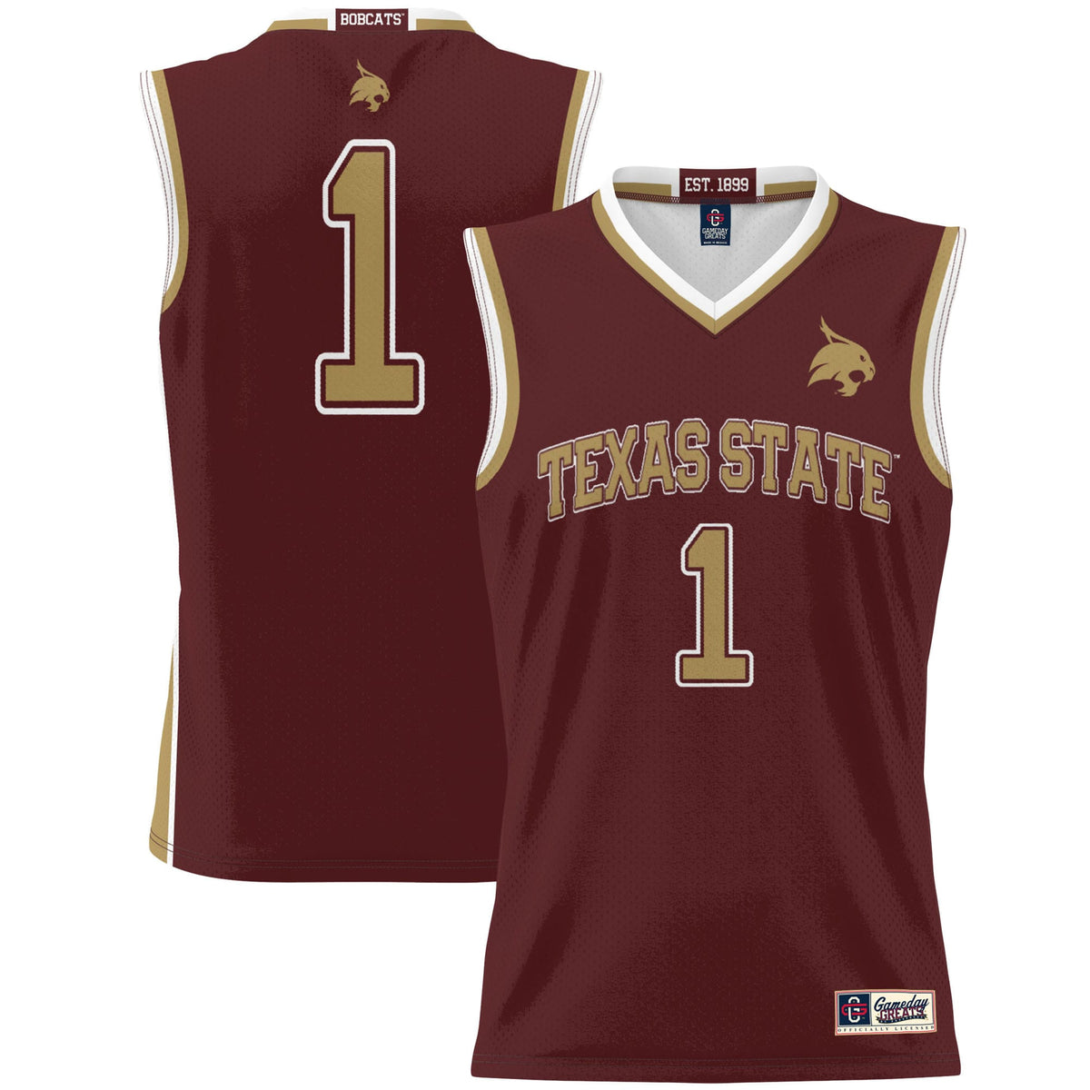 #1 Texas State Bobcats Lightweight Basketball Jersey - Maroon