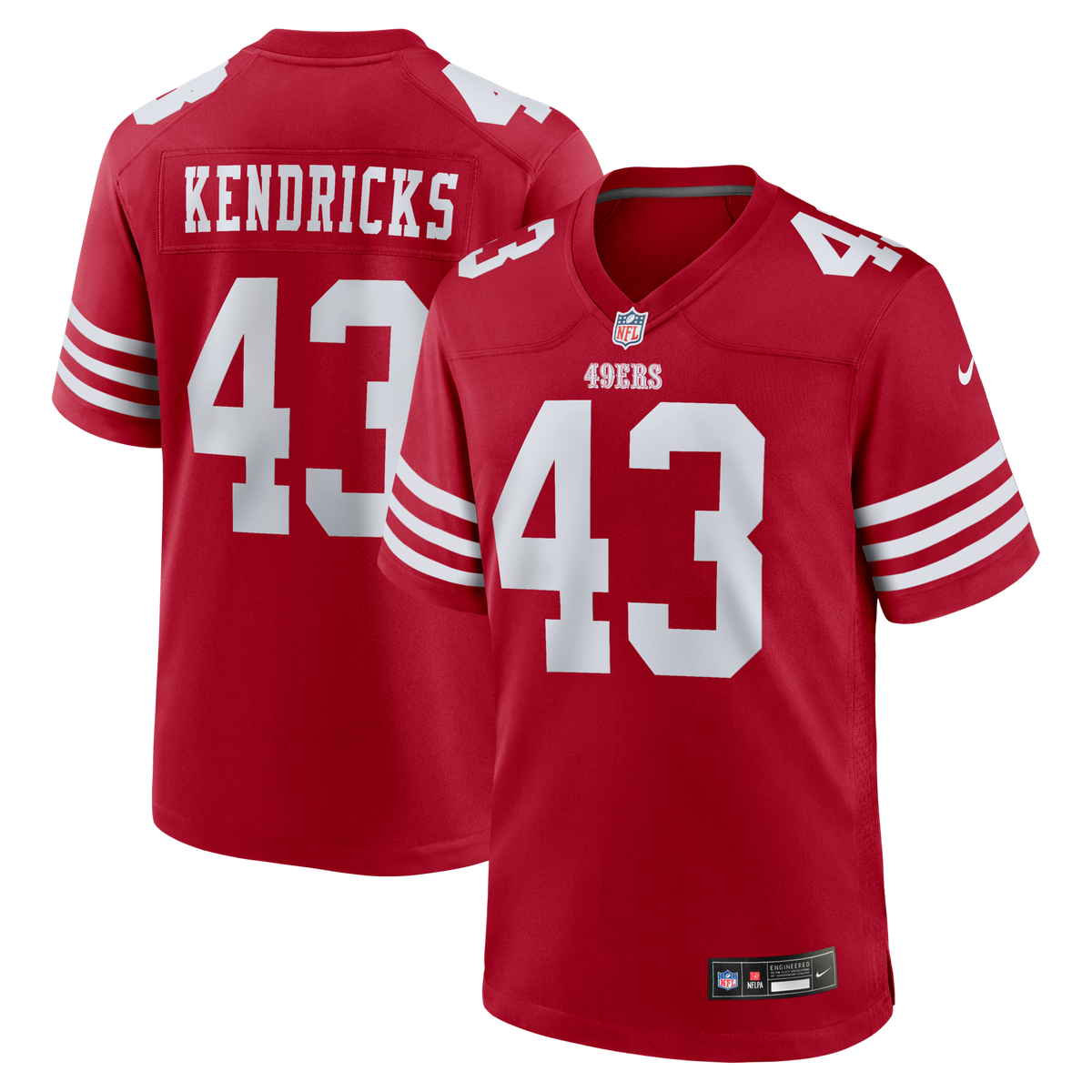 San Francisco 49ers Eric Kendricks Scarlet Team Game Football Jersey