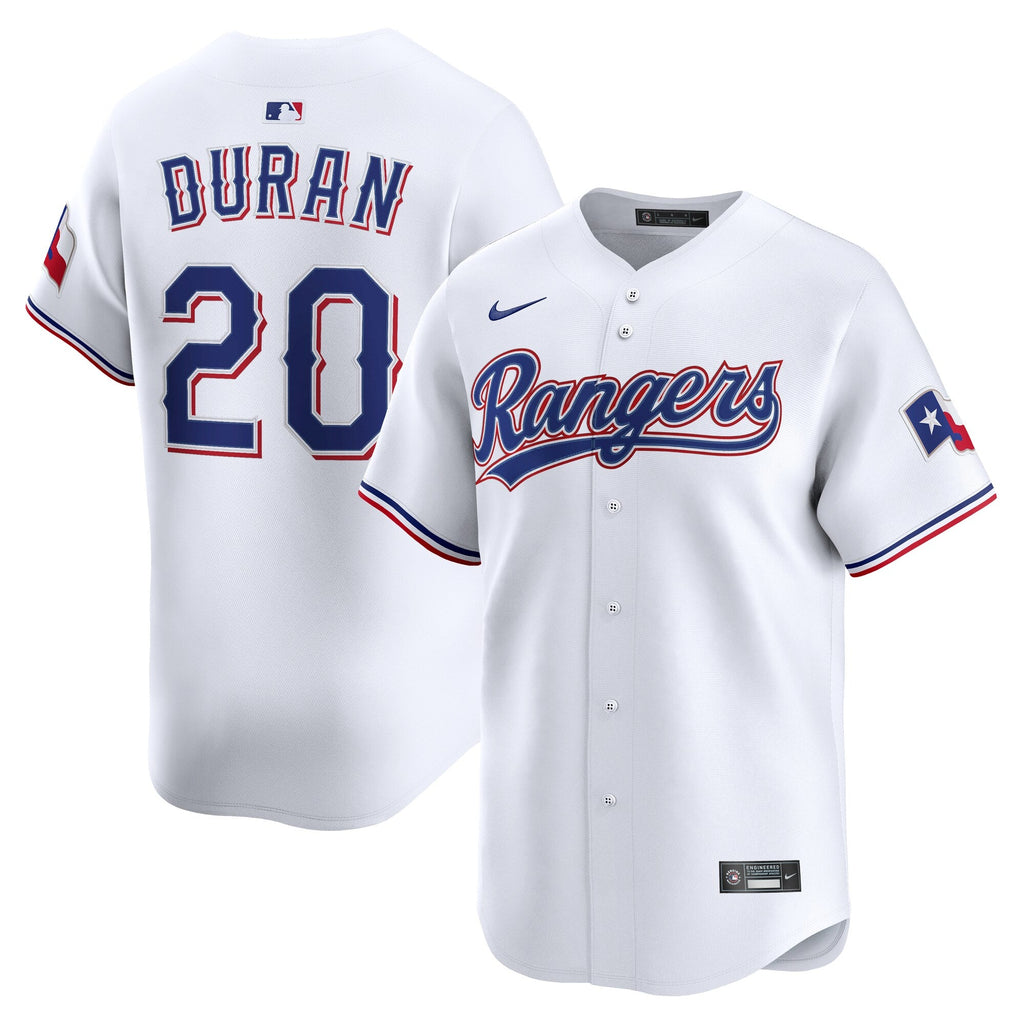 Texas Rangers Ezequiel Duran White Home Limited Player Baseball Jersey