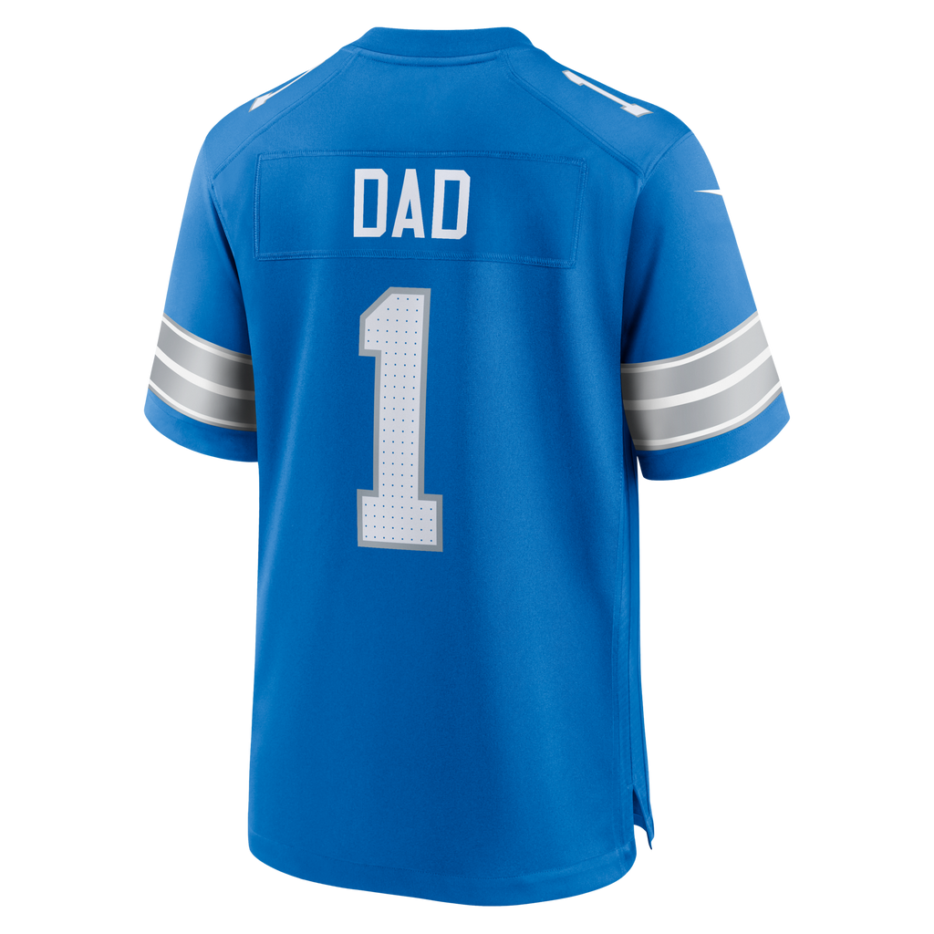 Detroit Lions Number 1 Dad Blue Game Football Jersey