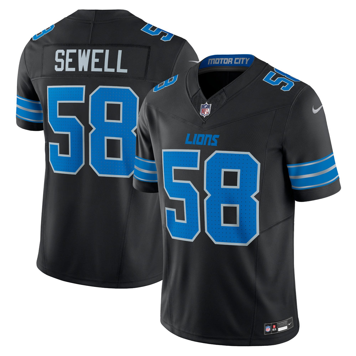 Detroit Lions Penei Sewell Black Vapor F.U.S.E. Alternate Limited Football Jersey