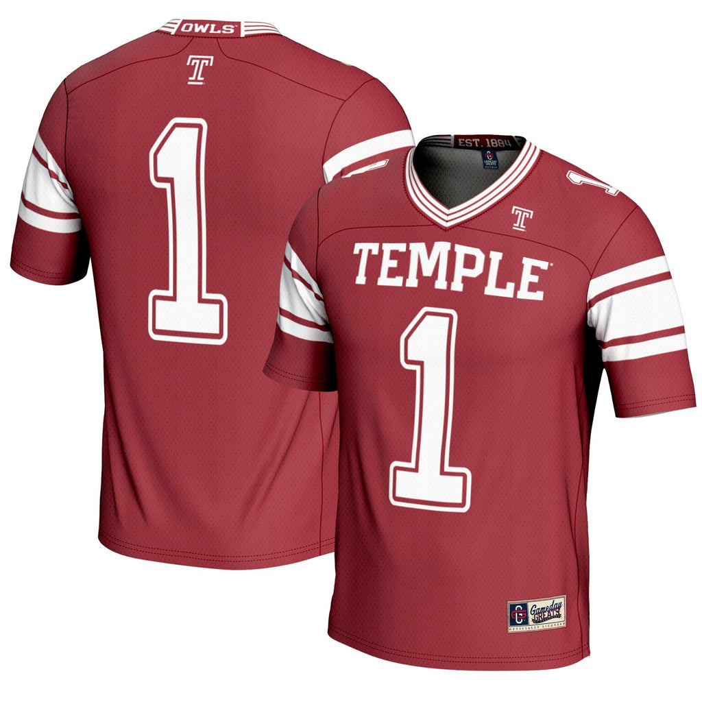 #1 Cherry Temple Owls Endzone Football Jersey