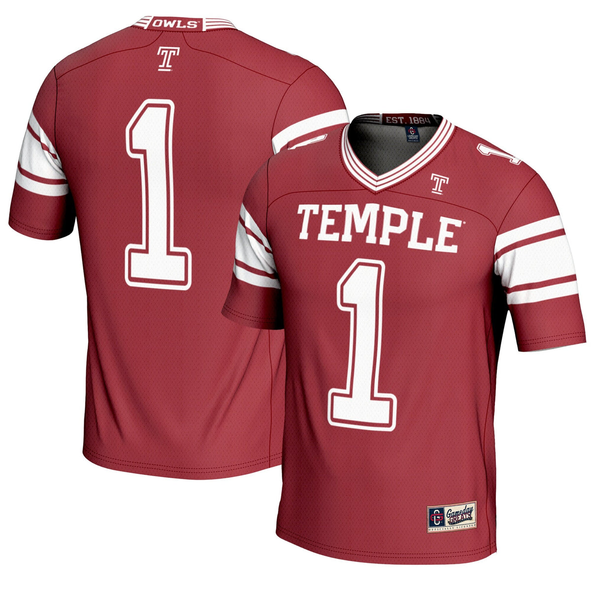 #1 Cherry Temple Owls Endzone Football Jersey