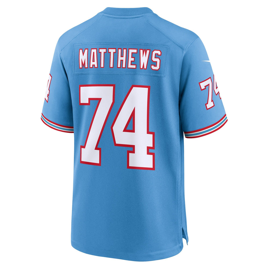 Tennessee Titans Bruce Matthews Light Blue Retired Player Alternate Game Football Jersey