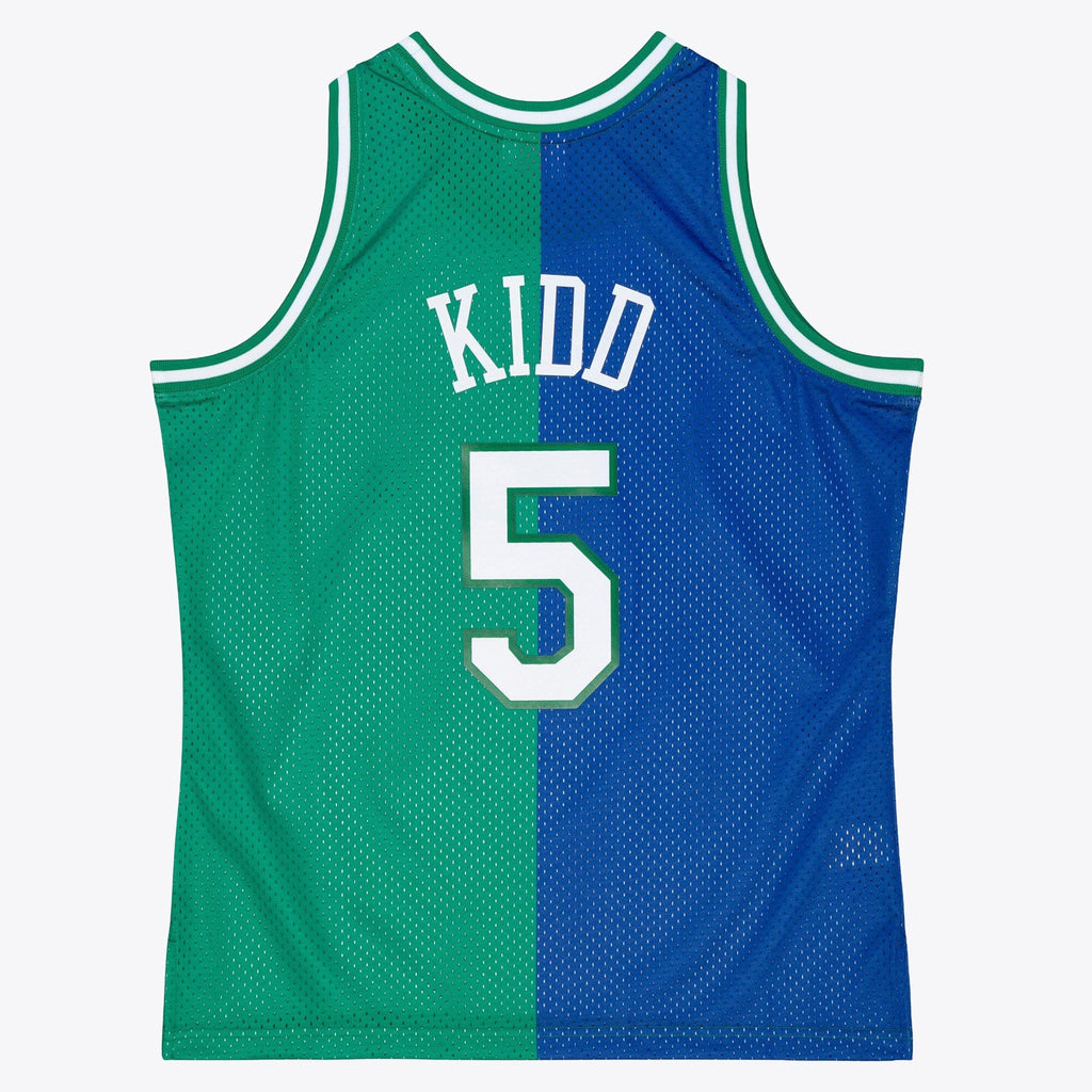 Dallas Mavericks Jason Kidd 1994 Split Swingman Jersey - Blue/Green