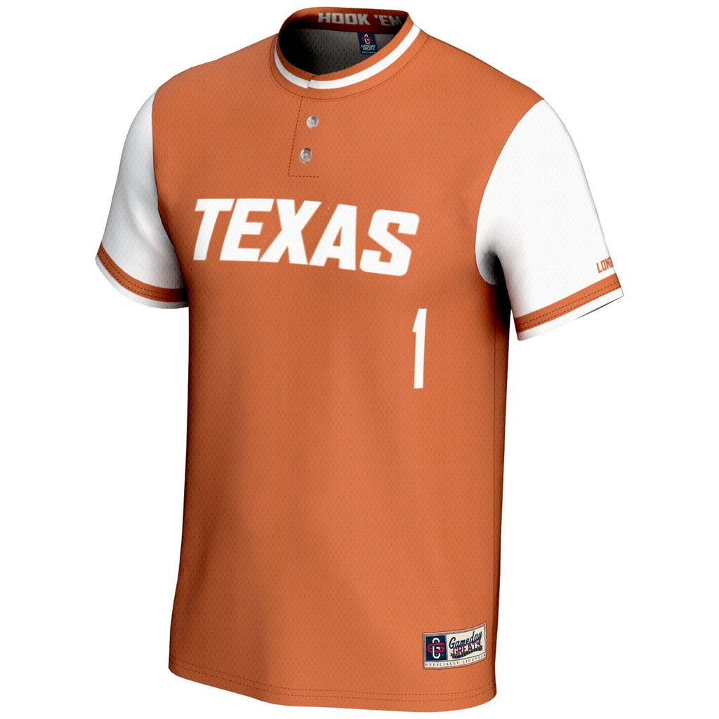 #1 Texas Longhorns Lightweight Softball Jersey - Burnt Orange