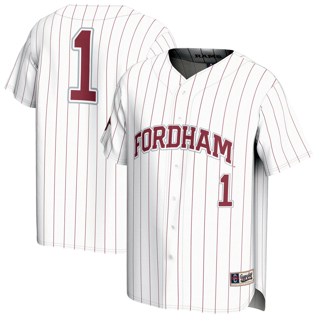 White Fordham Rams Lightweight Collegiate Baseball Fashion Jersey