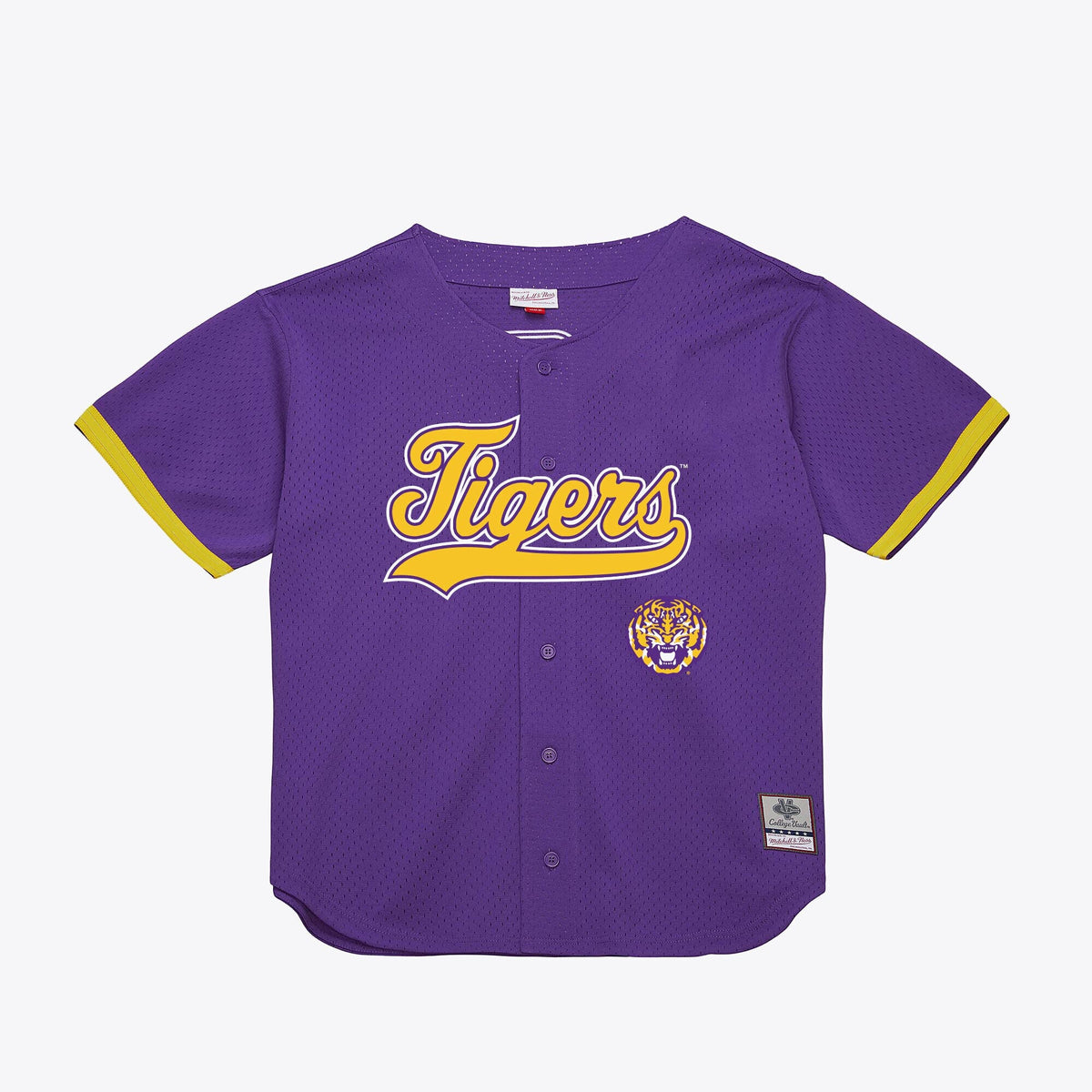 Purple LSU Tigers Mesh Button-Up Batting Practice Baseball Jersey